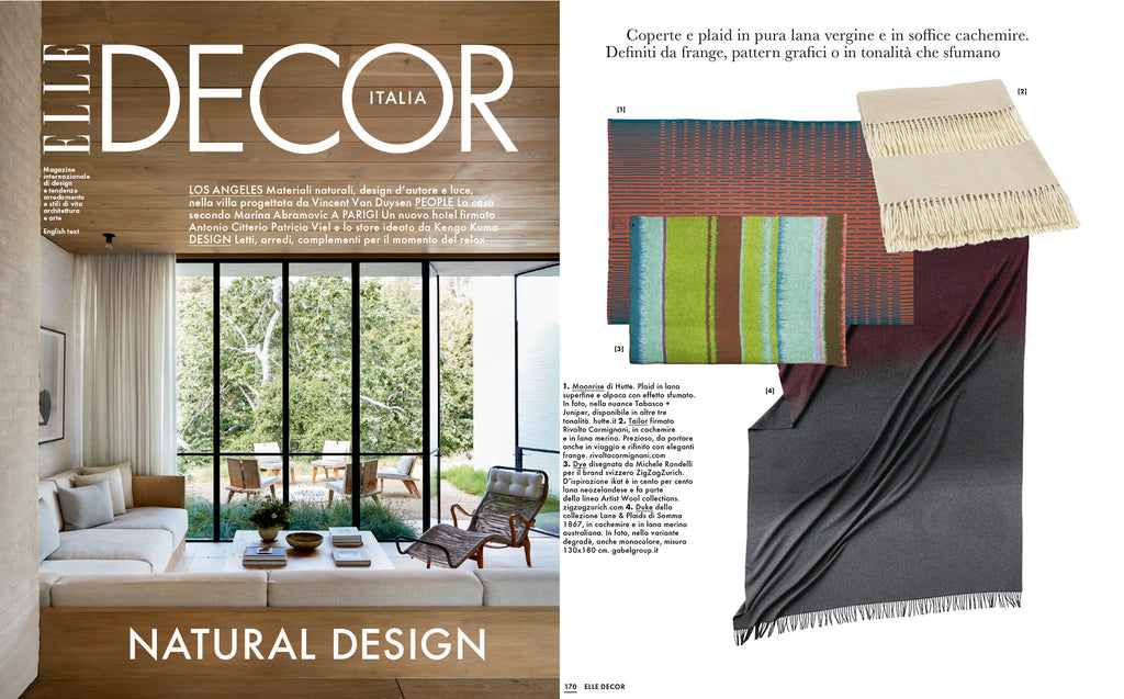 Dye Wool Blanket by Michele Rondelli featured in elle decor italia