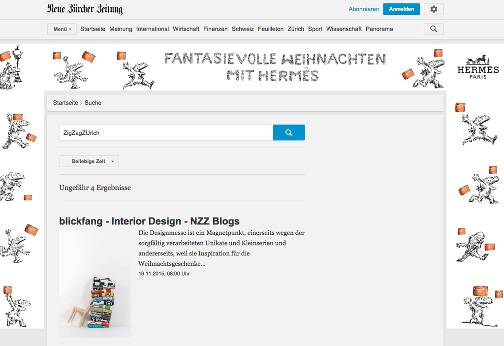 NZZ ZigZagZurich Neue Zürcher Zeitung ZigZagZurich Blickfang