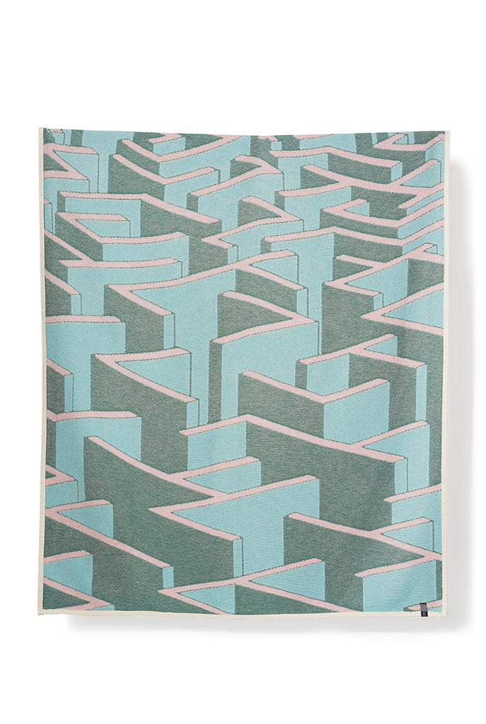 Couvertures et jetés en coton Dedale par Kevin Lucbert - Turquoise