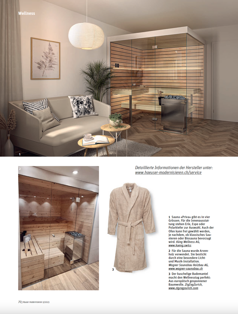 Häuser Modernisieren Press Feature Luxury Terry Cotton Bathrobe ZigZagZurich