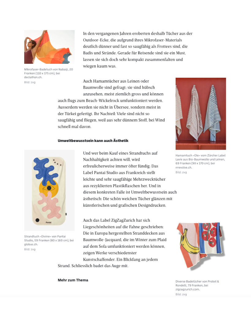 St. Galler Tagblatt Feature Press Artist Cotton Blankets ZigZagZurich