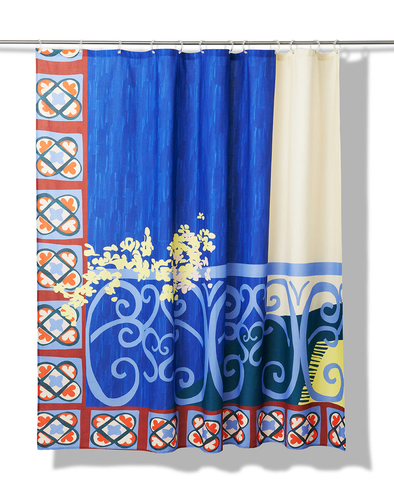 Le Balcon Artist Cotton Shower Curtain ( Waterproof ) by Les Crafties