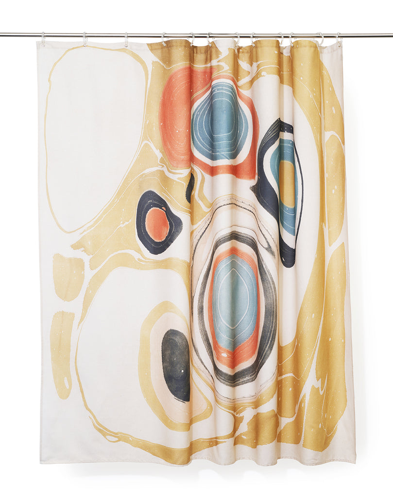Rideau de douche en coton d'artiste marbré (imperméable) par Fiona Ryan