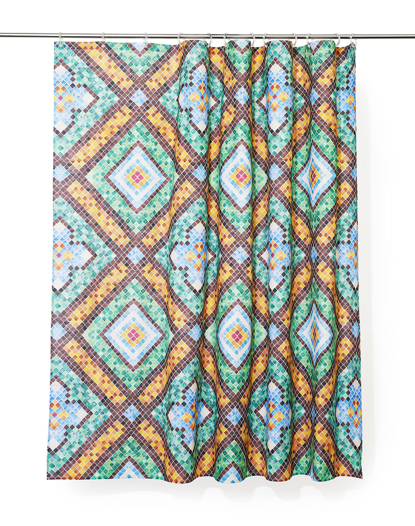 Tilescapes Artist Cotton Shower Curtain ( Waterproof ) by Remo Mazzoni