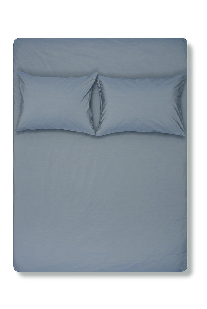 Vintage-Bettbezüge und Kissen aus ägyptischer Baumwolle – Metallic-Blau (Farbe 48)