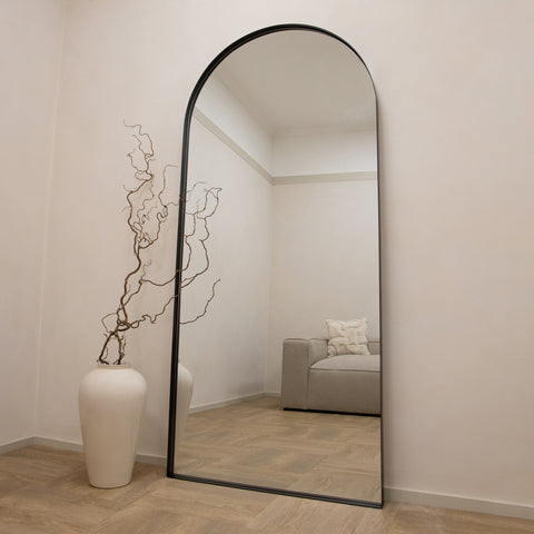 Arcus black industrial floor length mirror