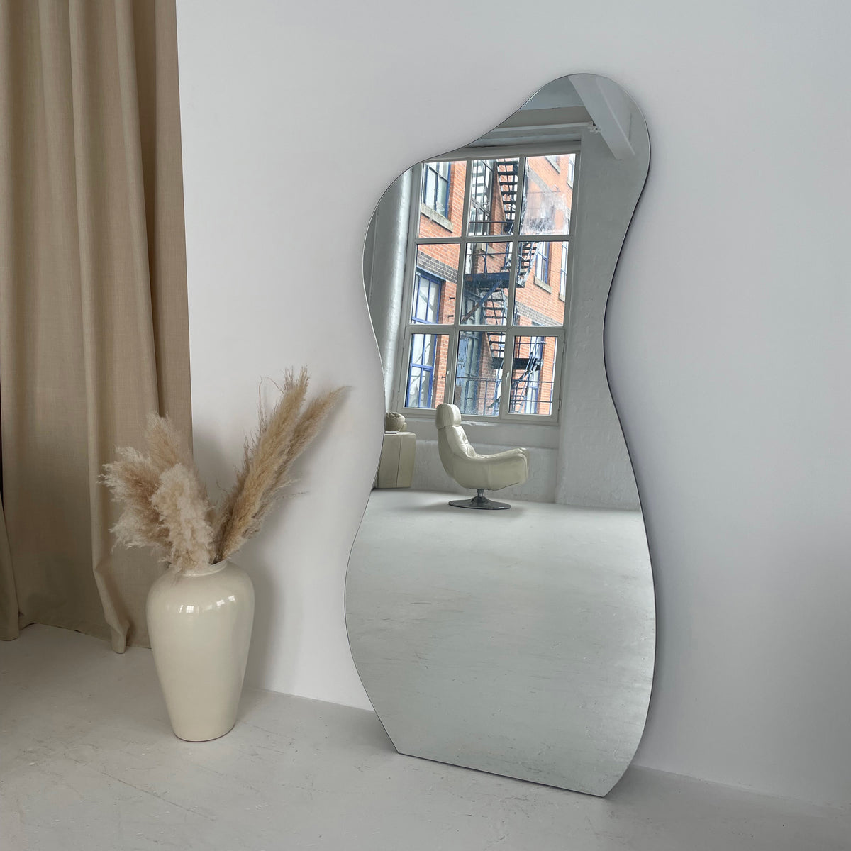 Ava - Ecru Metal Pond Shaped Irregular Wall Mirror 83cm x 75cm