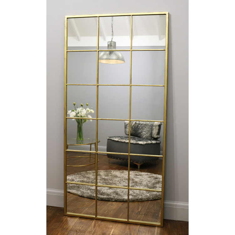 Gold Industrial Full Length Window Mirror 72