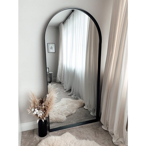 Black Industrial Arched Metal Full Length Mirror 67