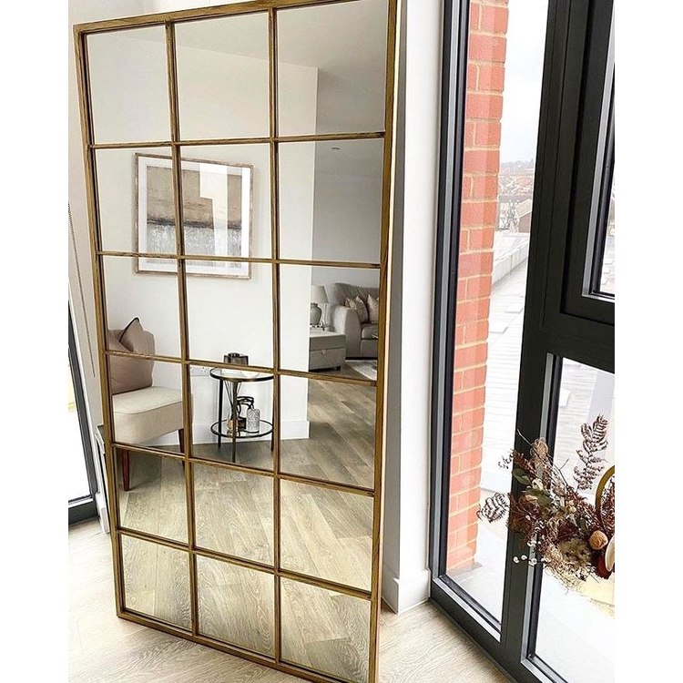 Gold Industrial Full Length Metal Window Mirror 72