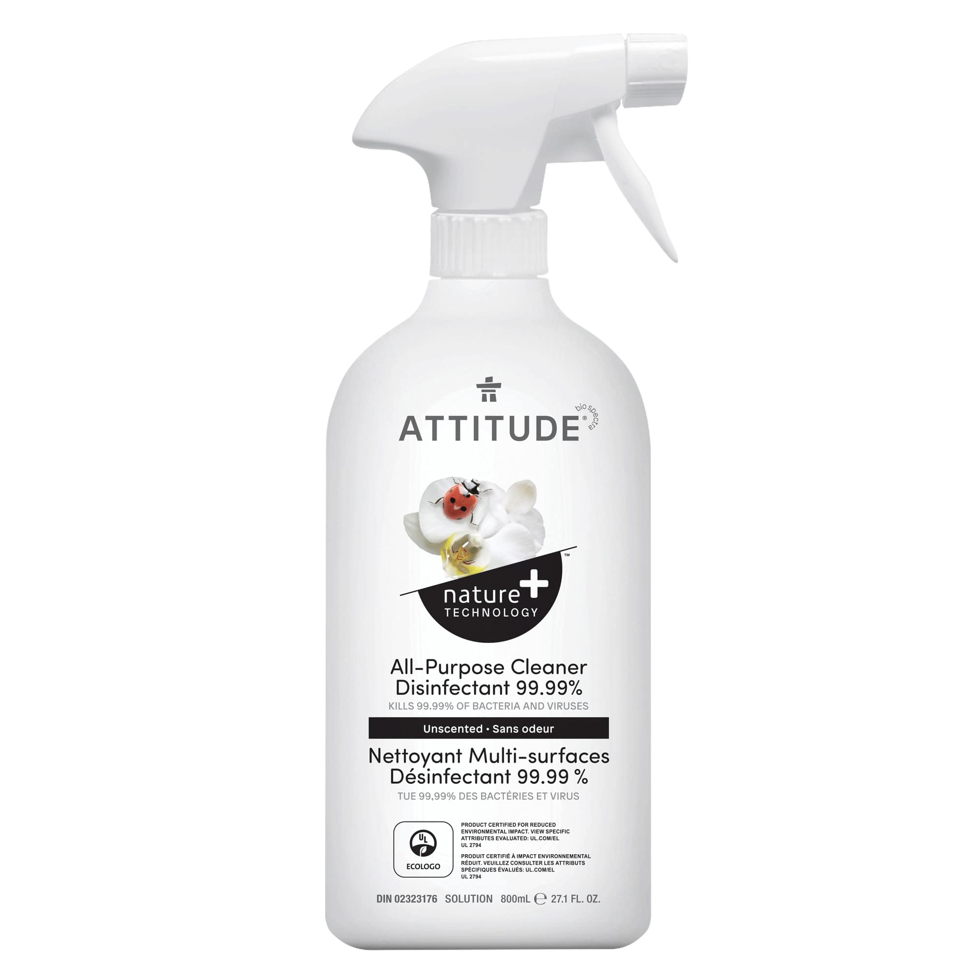 ATTITUDE Nature+ All purpose Cleaner Disinfectant Unscented 10920_en?_main? Unscented / Bottle 800 mL