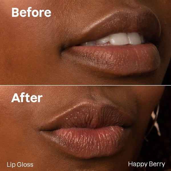 Before and after applying lip gloss
