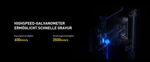LP2 mit Highspeed Galvanometer ermöglicht bis zu 600 mm/s Graviergeschwindigkeit.