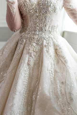 Custom sparkling wedding gown in dallas texas by Margo West