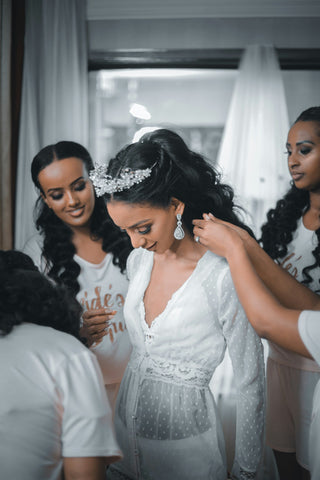 A bride and her bridesmaids