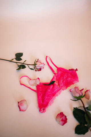 hot pink bra with roses