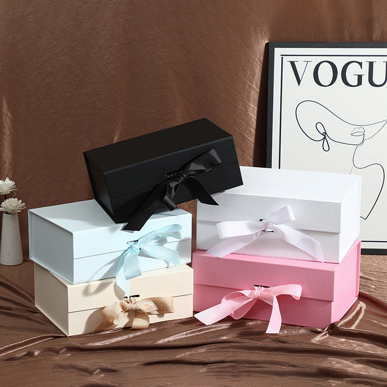 Gift Box with Lid for Presents with Ribbon and Magnetic Closure