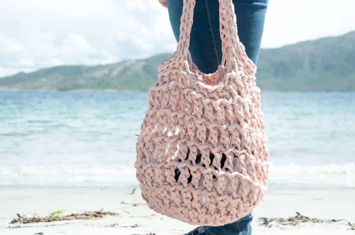 strikket strandtaske