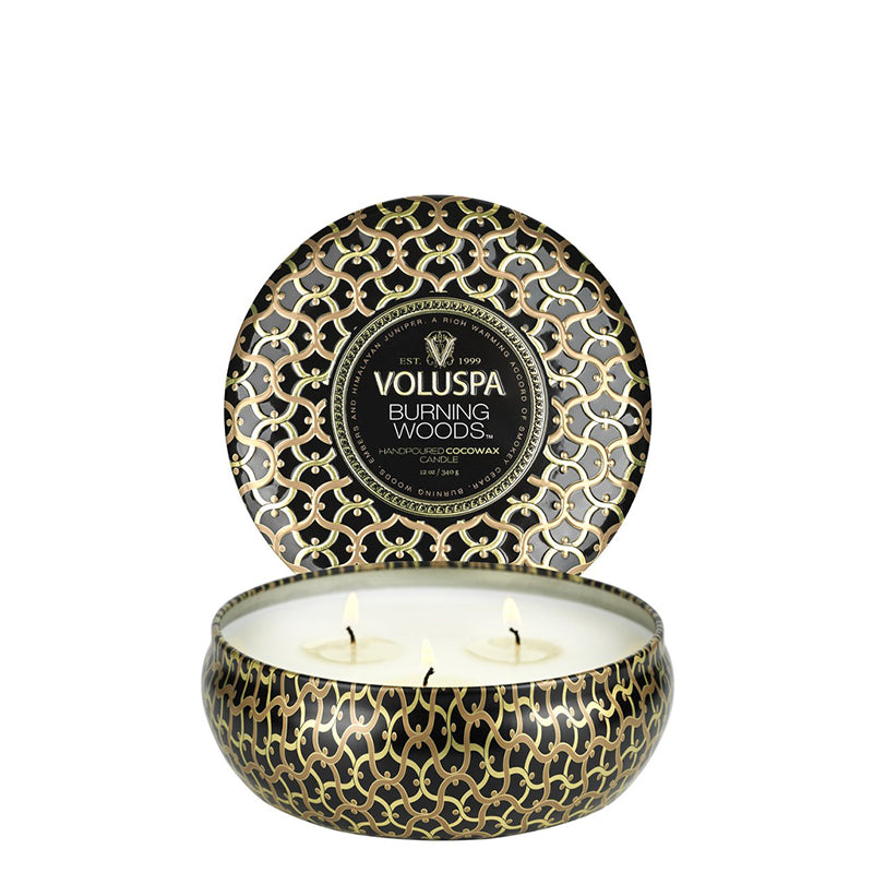 VOLUSPA | Burning Woods 3 Wick Tin Candle