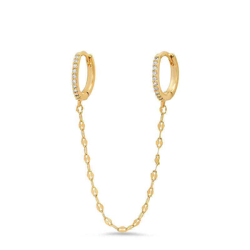 TAI RITTICHAI | Gold Double Huggies w/ Chain