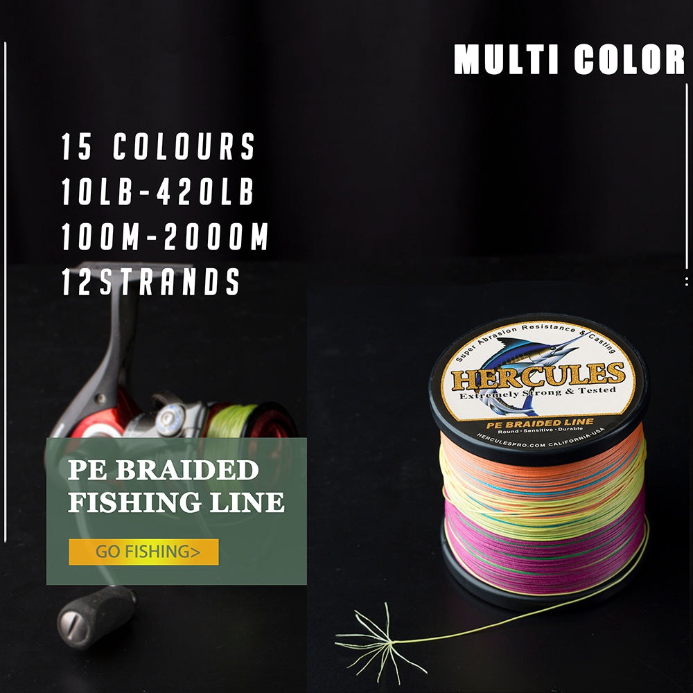 HERCULES 2000M 2187Yds Pink 10lb-250lb PE Braid Fishing Line 12