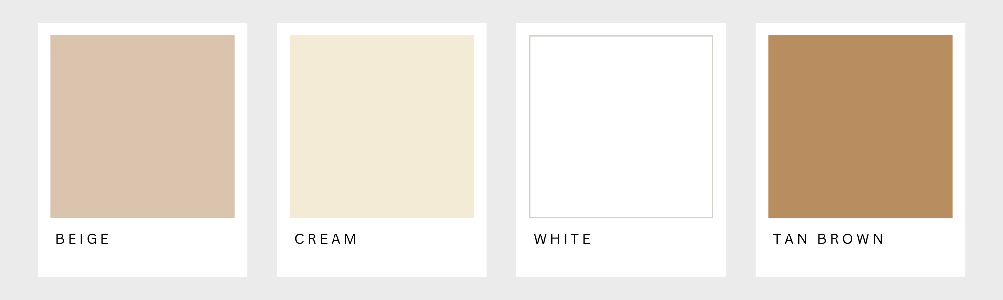 Neutral color palette with beige, cream, white and tan