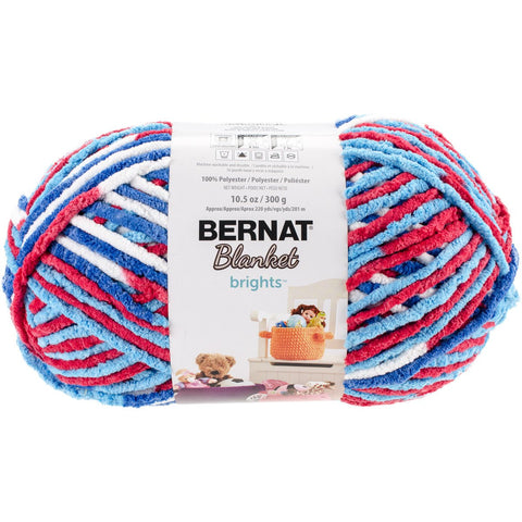 Bernat Blanket Brights Big Ball Yarn Red White Boom Variegated