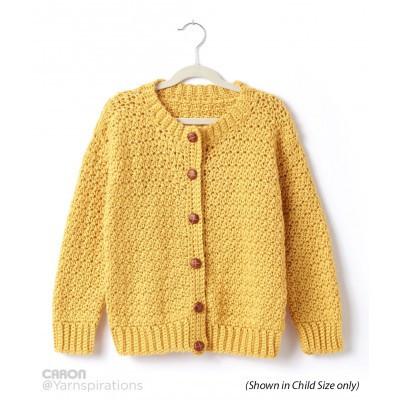 Caron Simply Soft Adult Crochet Crew Neck Cardigan