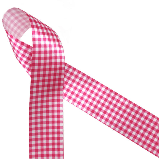 Hot pink ribbon with white stars Barbie inspired printed on 7/8 white  single face satin