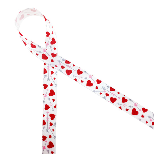 Valentine's Day Printed Hearts Satin Ribbon, 1-1/2-Inch, 25-Yard - Red/White