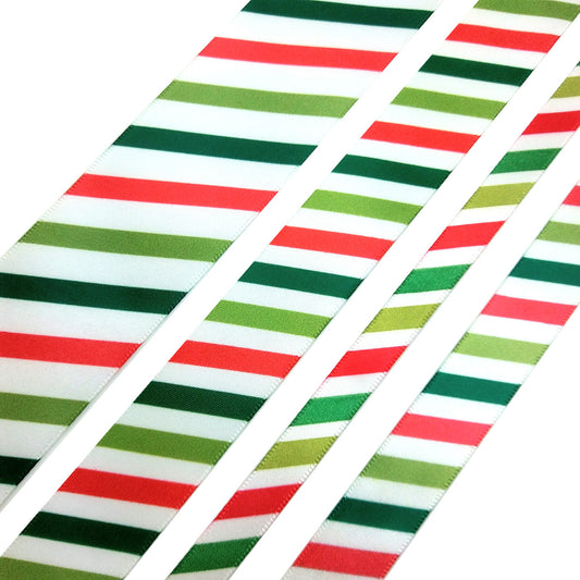 Candy Cane Stripes in Red and Green on 7/8 satin ribbon
