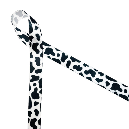 Cintago Cow Print Ribbon Wired, 2.5 Inches Animal Print Ribbon, Black and White
