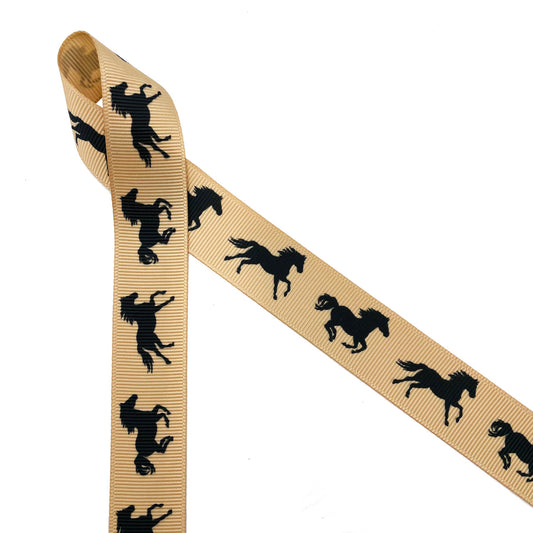 Equestrian themed snaffle bit pattern ribbon in black printed on