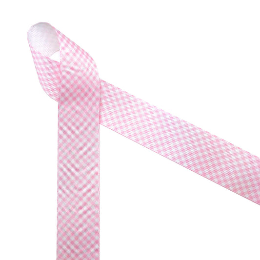 Pale Pink & White Traditional Gingham Ribbon, 40mm 1 9/16in Wide sold per  Metre 