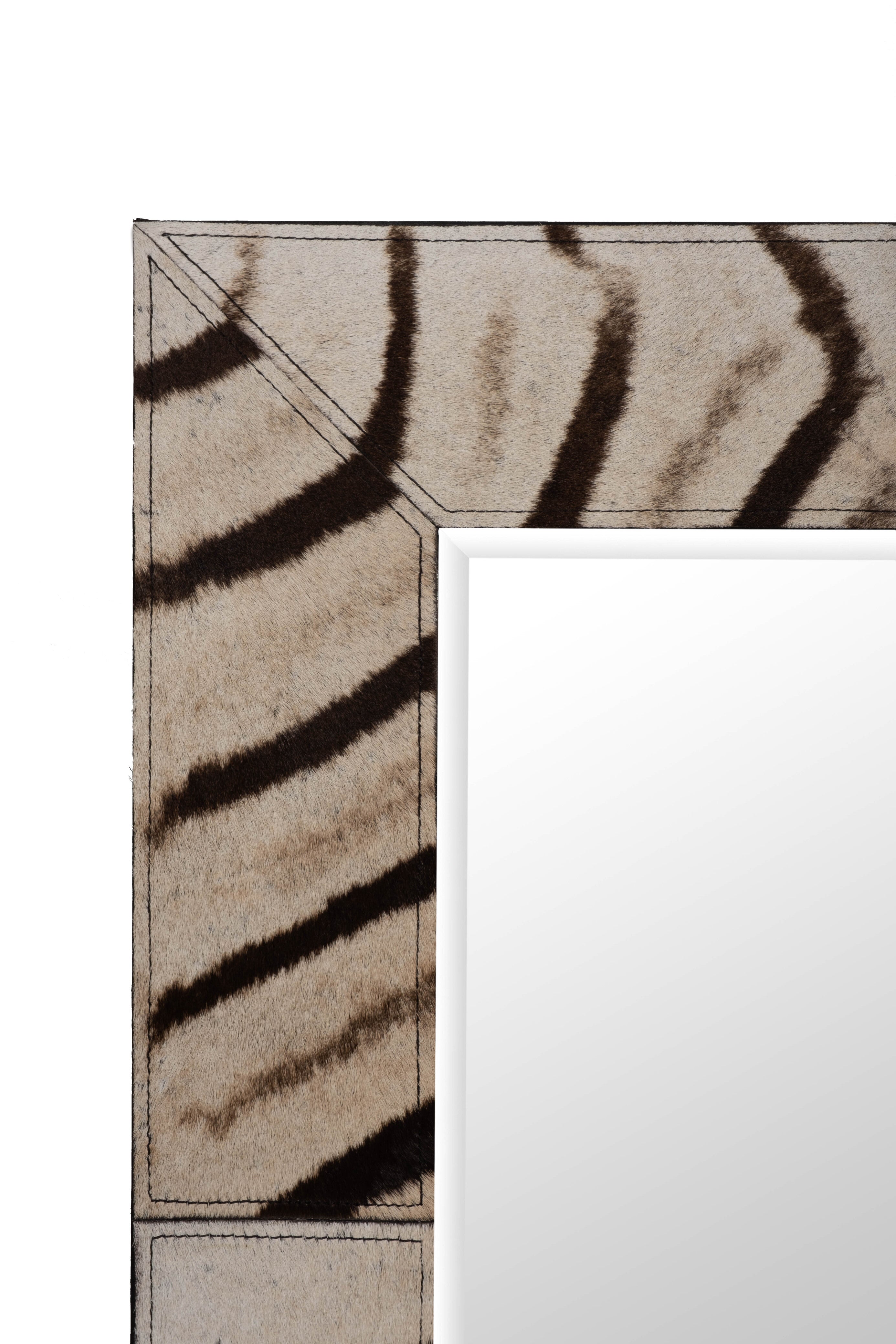 Ostrich Leather Rectangle Mirror - Cream