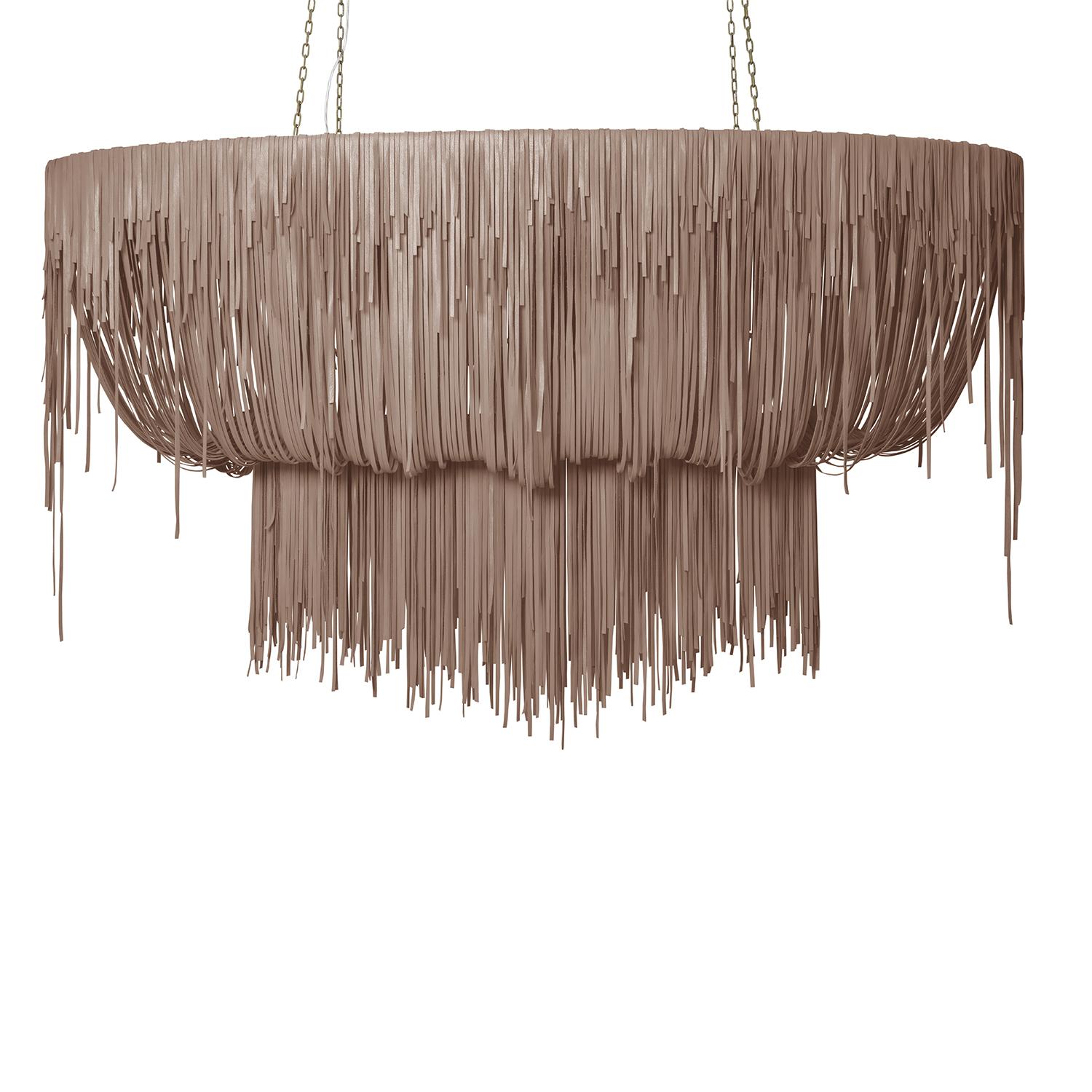 Medium Oval Urchin Leather Chandelier in Metallic Leather | NGALA