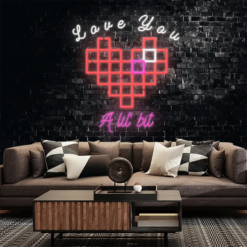 Square Custom LED Neon Sign with Gold Mirror, Square Backing (Large)