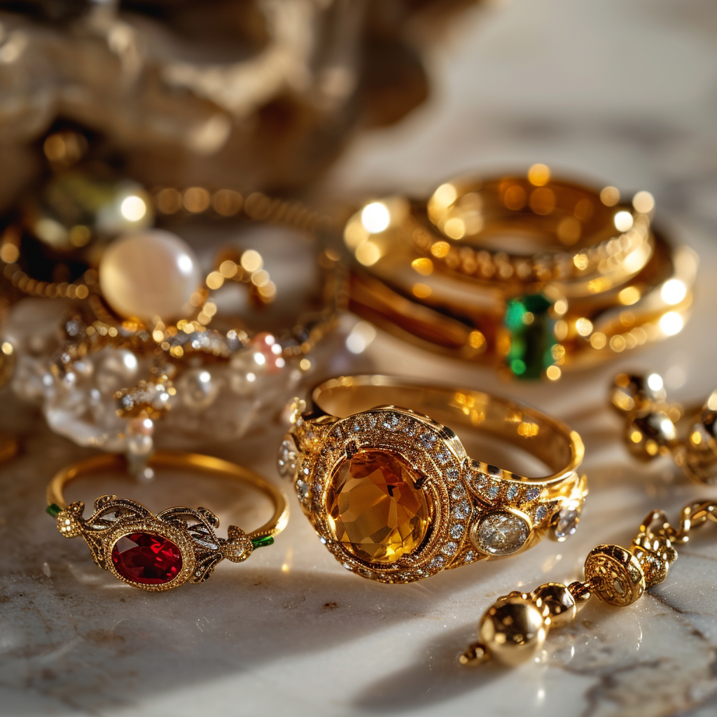 Exquisite bullion jewelry pieces displayed as a part of a diverse investment portfolio