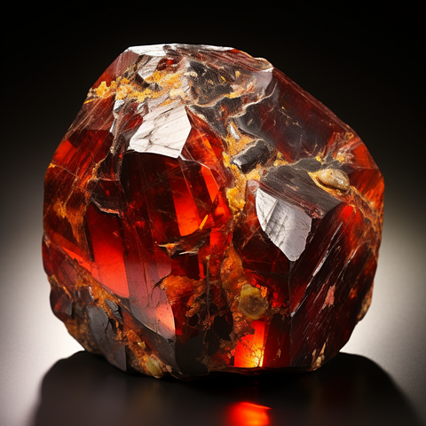 A rare specimen of Painite showcasing its unique brownish-red hue and translucent crystal structure, symbolizing its rarity and value.