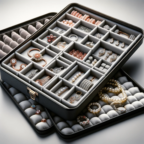 A secure jewelry box with compartments and padding, ideal for transporting jewelry safely during a move.