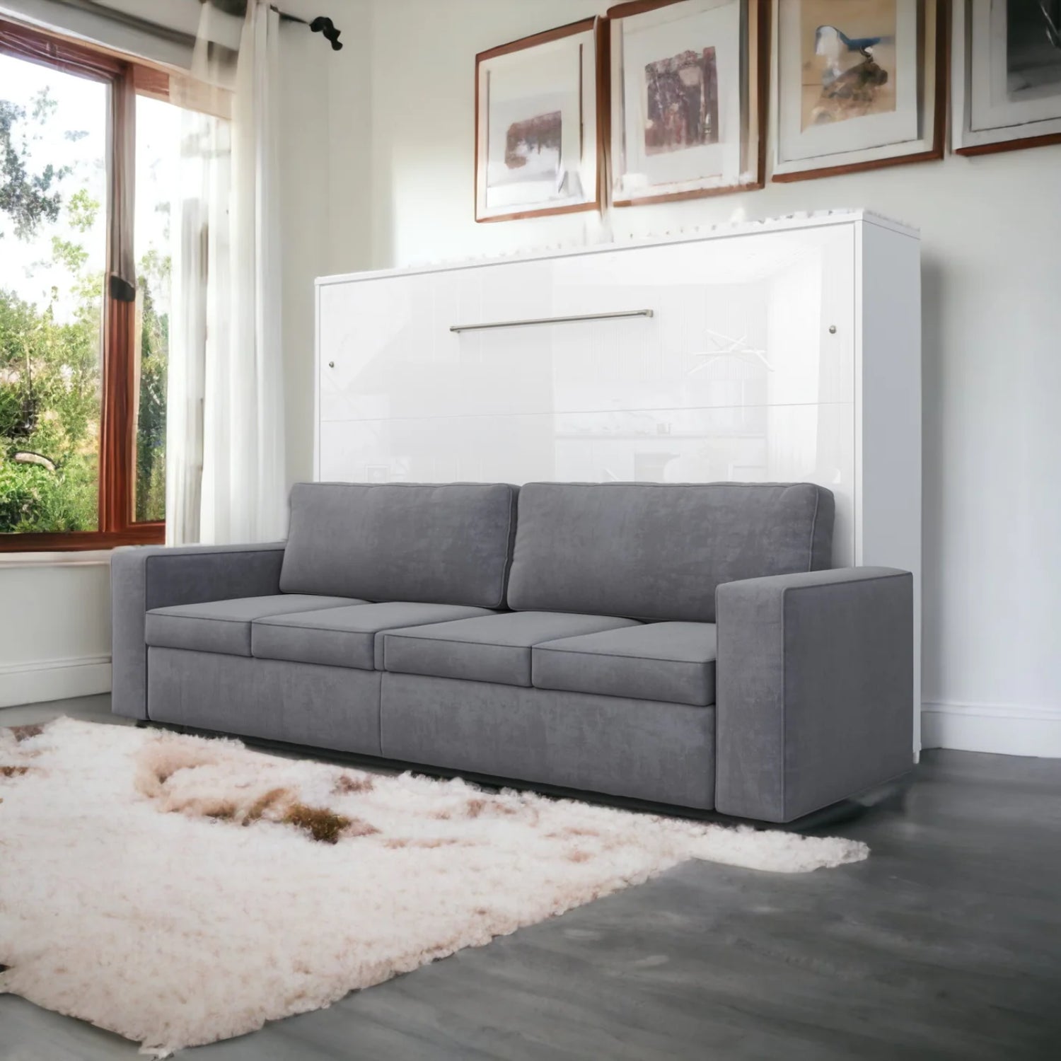 Maxima House Horizontal Murphy Bed Invento with Sofa, European Queen