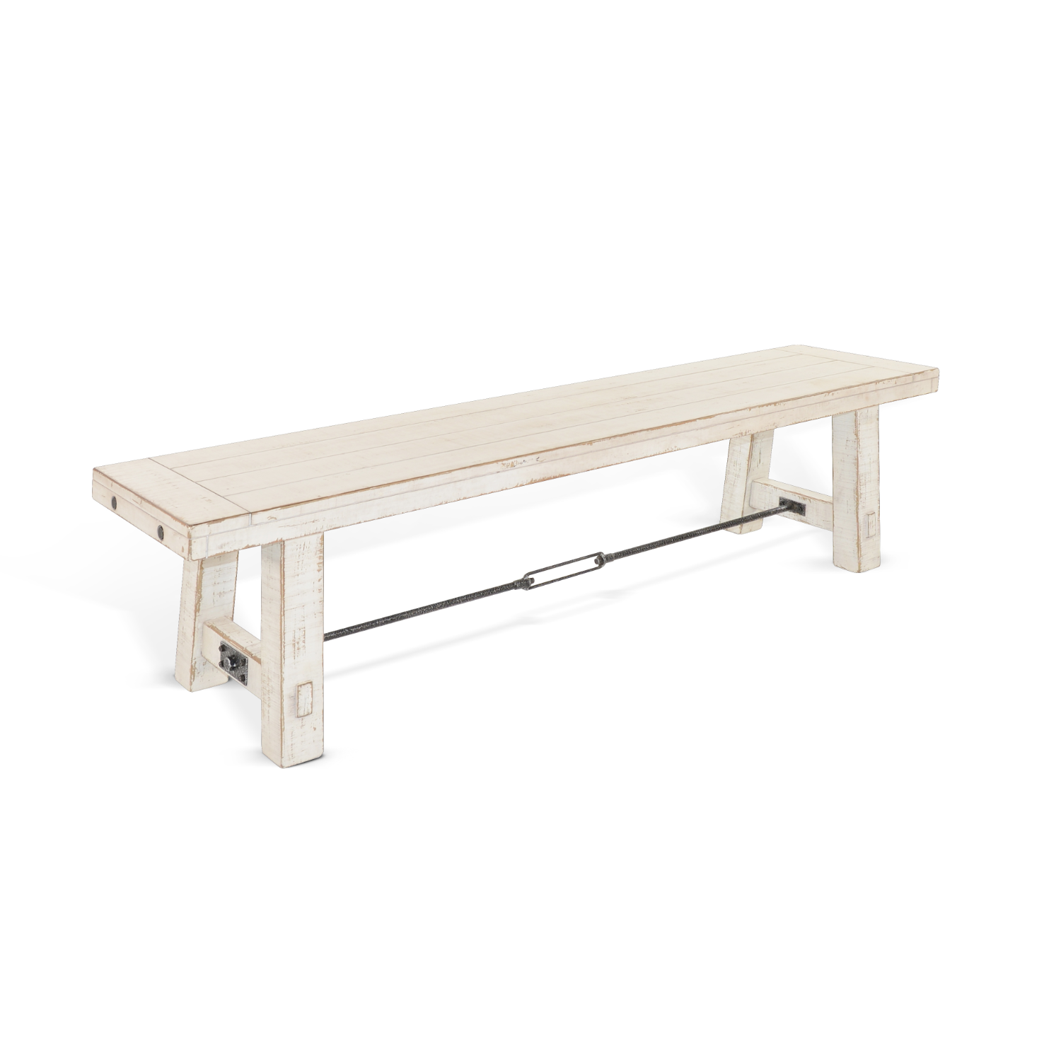 Sunny Designs 64" White Sand Bench with Turnbuckle, Wood Seat White Sand