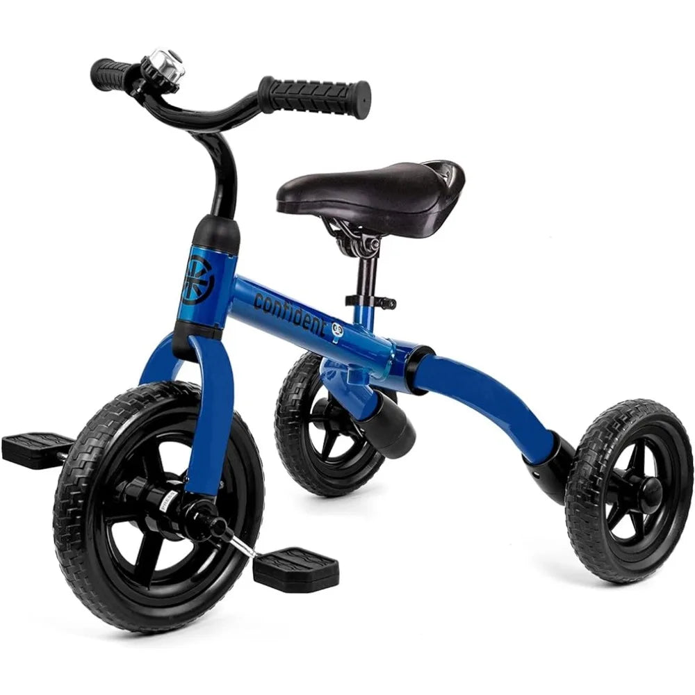 Foldable Learning Toddler Tricycle, Detachable Pedal & Bell