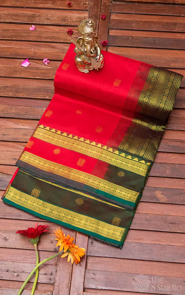 Kuberan Rama Green 9 Yards Silk Saree Bangalore – Kuberan Silks