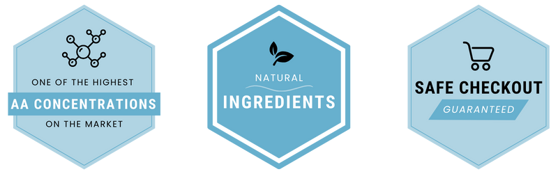 One of the Highest AA Concentrations on the market, natural ingredients, safe checkout guaranteed