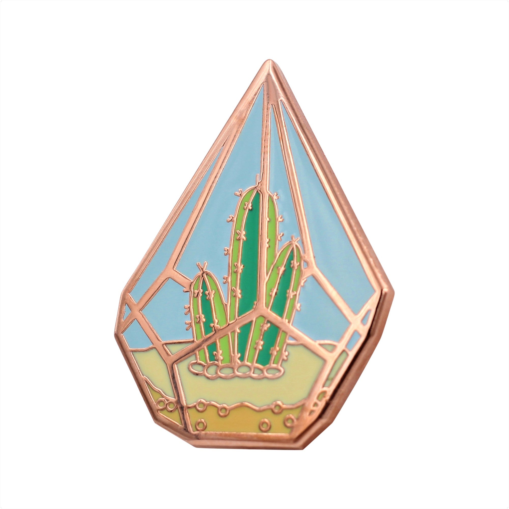Cactus Pin - Cute Cactus in Geometric Terrarium Enamel Pin