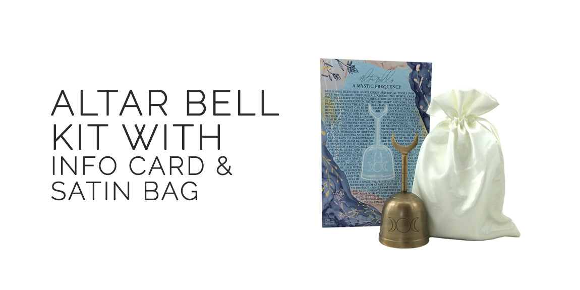 Triple Moon Altar Bell Kit With Info Card and Satin Bag - By Sabbat Box