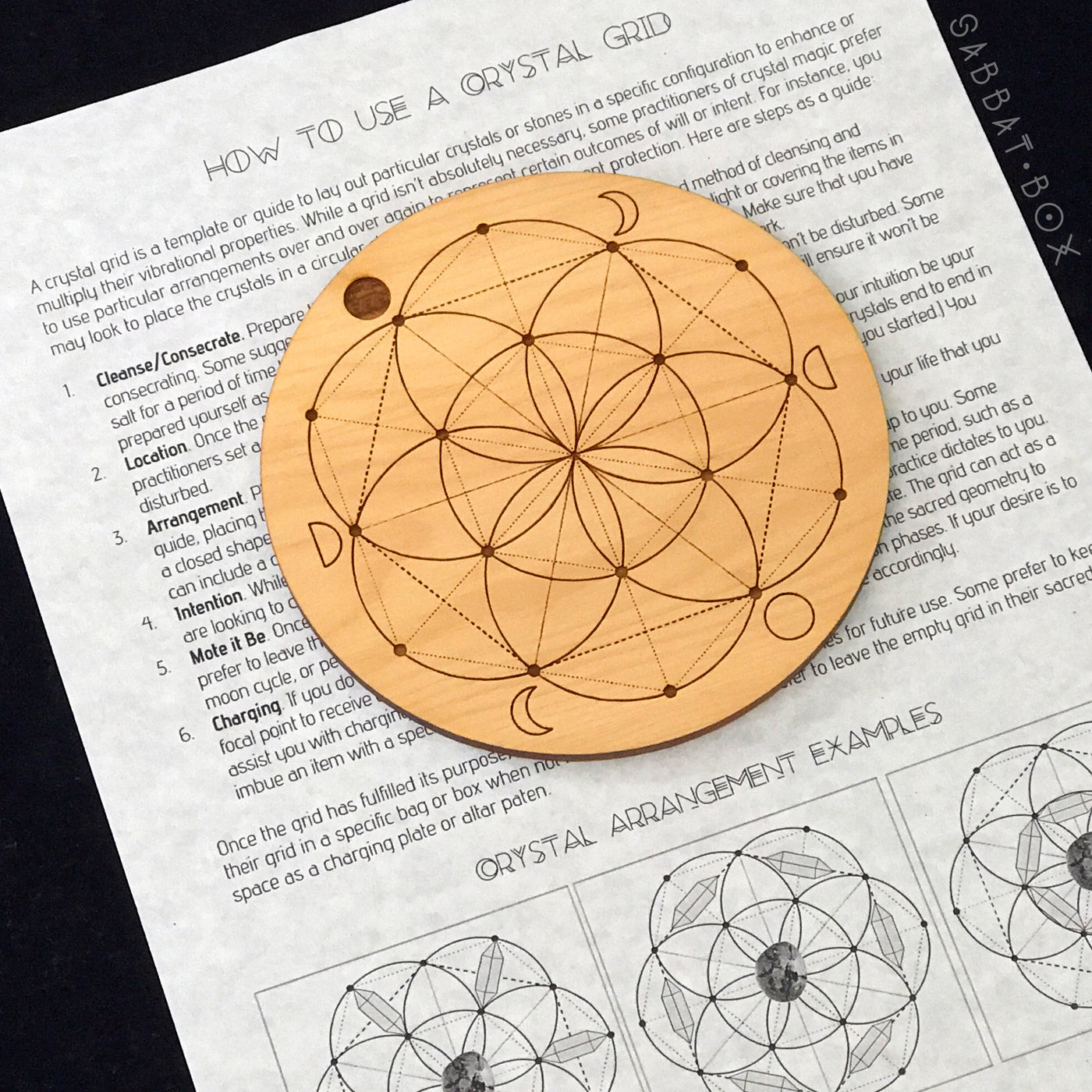 Wooden Seed Of Life Crystal Grid w/Moon Phases – Sabbat Box