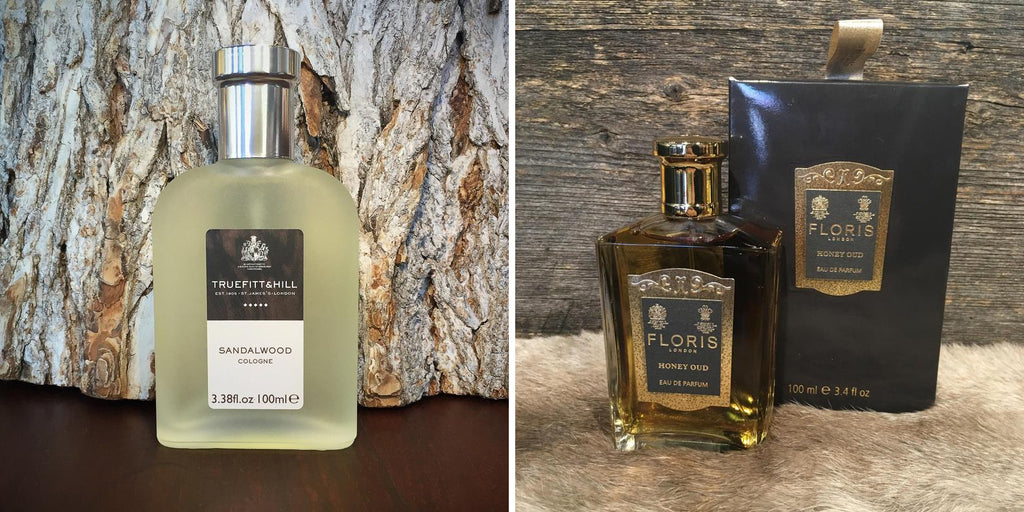 Left: Truefitt & Hill Sandalwood Cologne  - Right: Floris Honey Oud