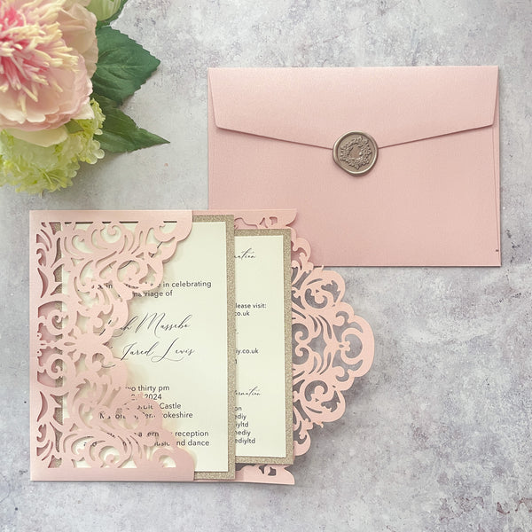 blush pink wedding invitation to make yourself